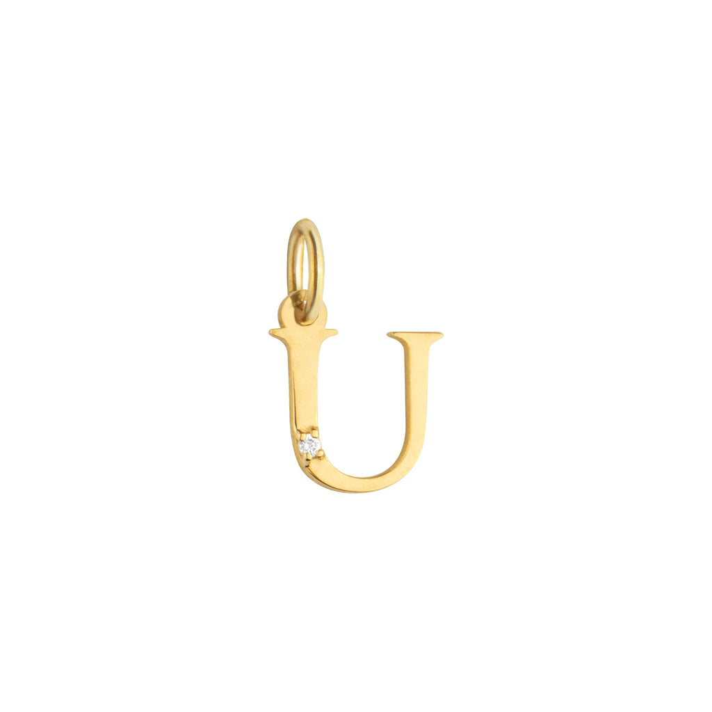 Letter U Charm Solid Gold