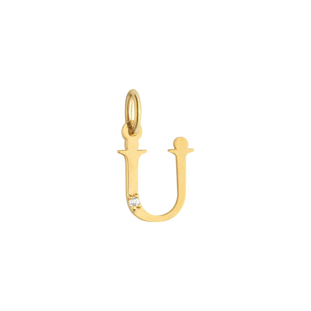 Letter U Charm Solid Gold