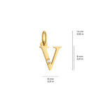 Letter V Charm Solid Gold
