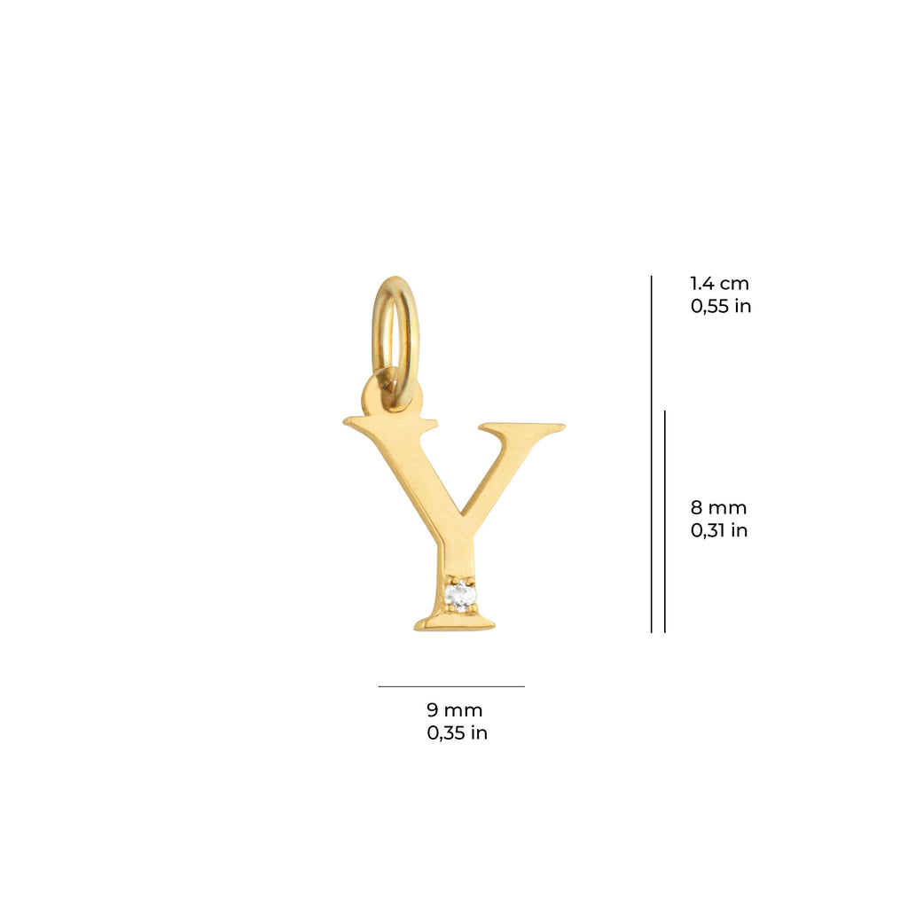 Letter Y Charm Solid Gold
