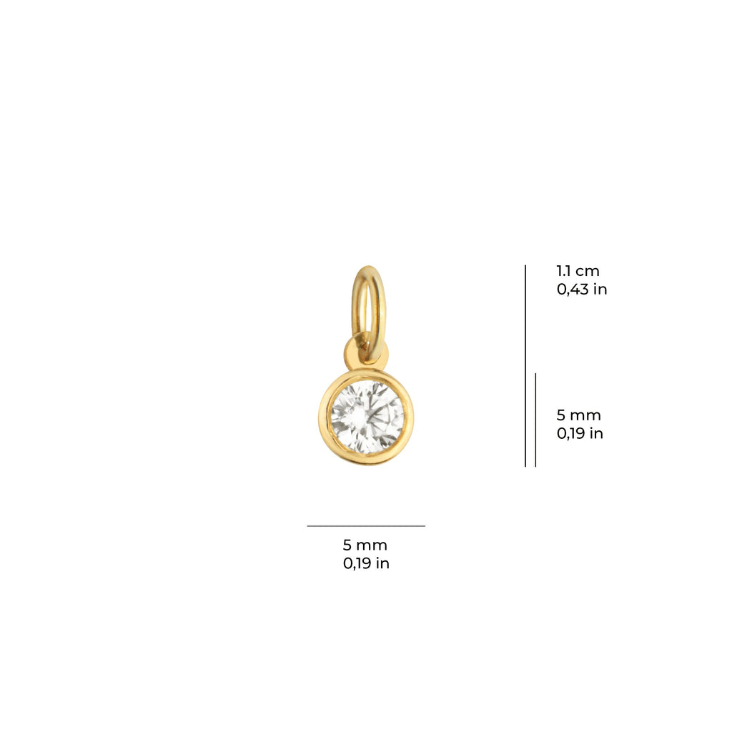 Bezel Set Solitaire Charm Solid Gold