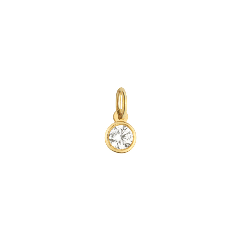 Bezel Set Solitaire Charm Solid Gold