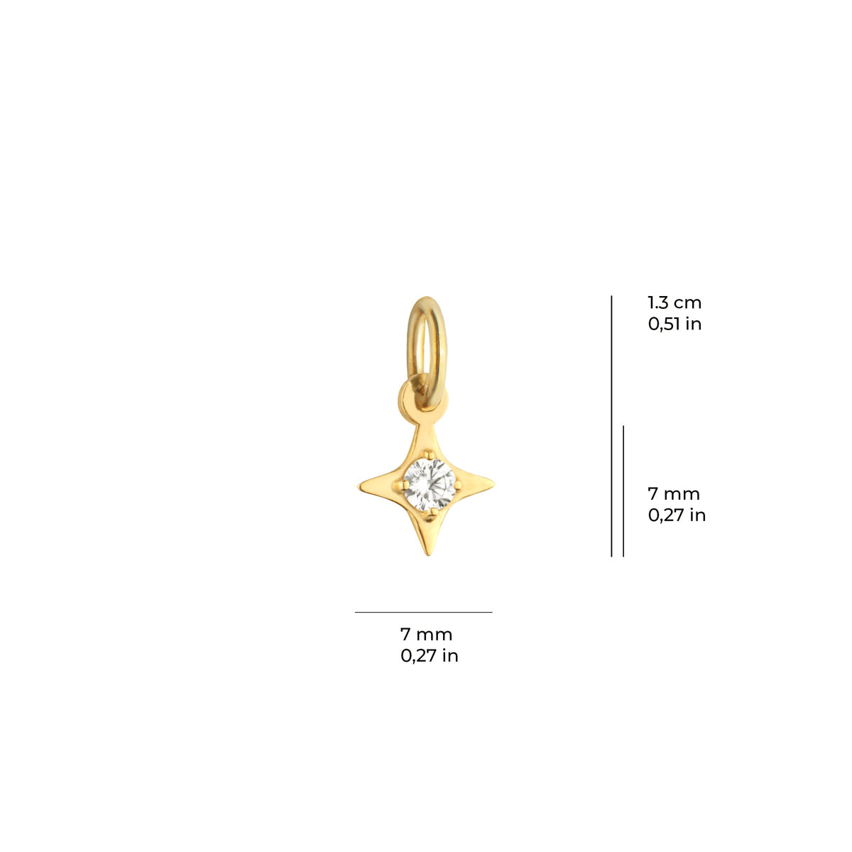 North Star Charm Solid Gold