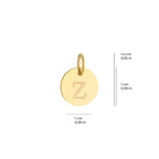 Personalized Round Disc Initial Charm Solid Gold