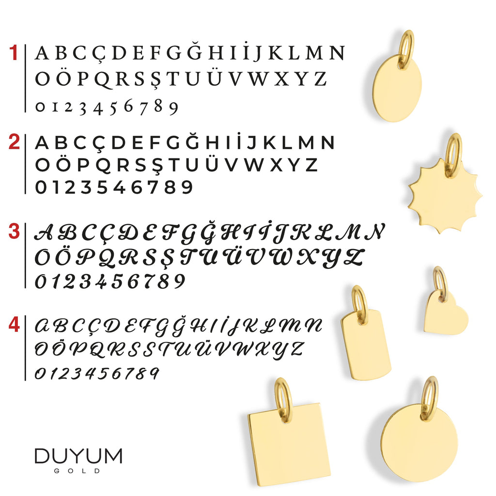 Personalized Small Heart Initial Plate Charm Solid Gold