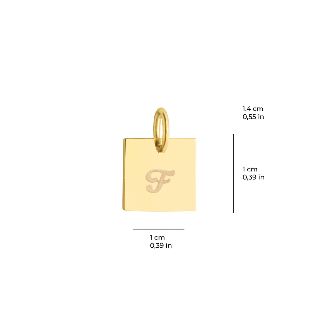 Personalized Square Initial Plate Charm Solid Gold