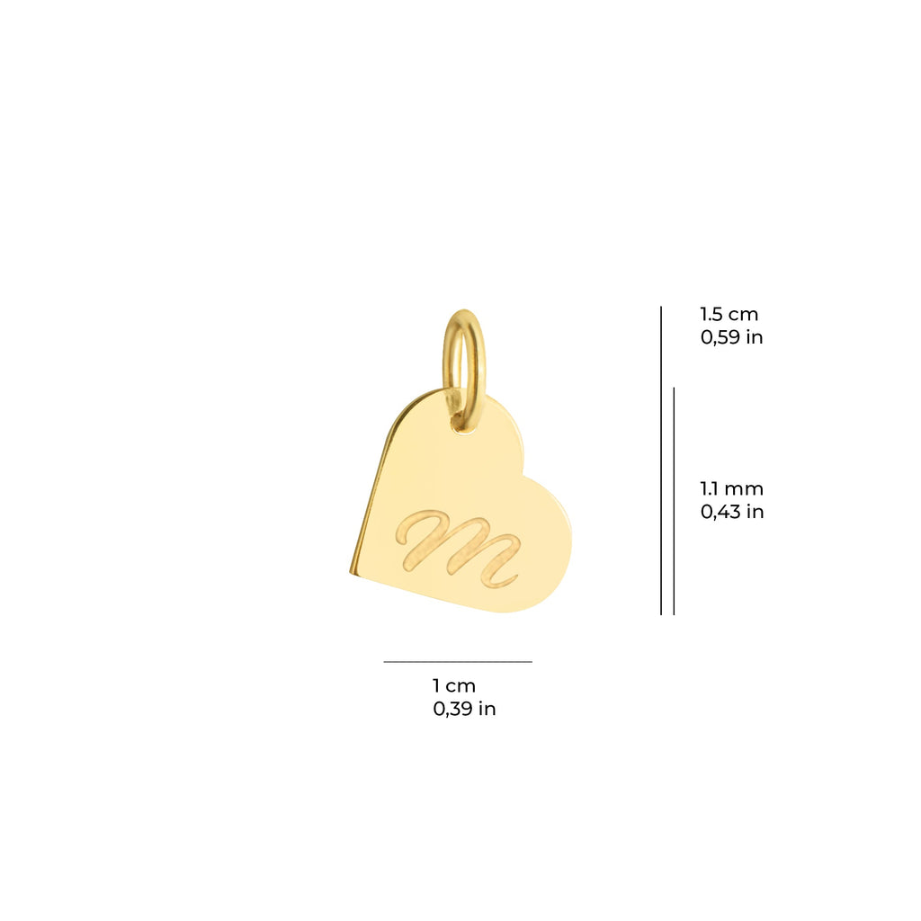 Personalized Heart Initial Plate Charm Solid Gold