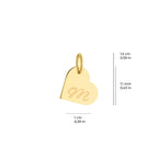 Personalized Heart Initial Plate Charm Solid Gold