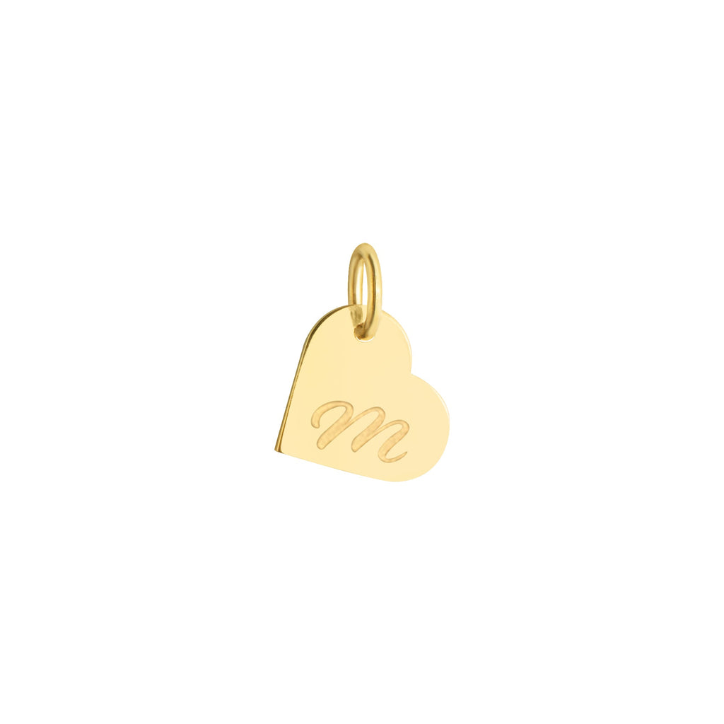 Personalized Heart Initial Plate Charm Solid Gold