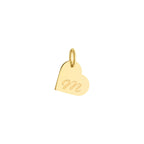 Personalized Heart Initial Plate Charm Solid Gold