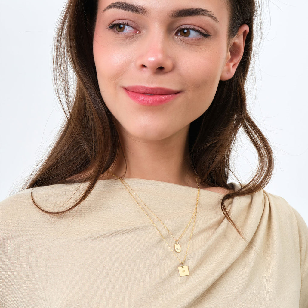 Personalized Oval Initial Plate Charm Solid Gold