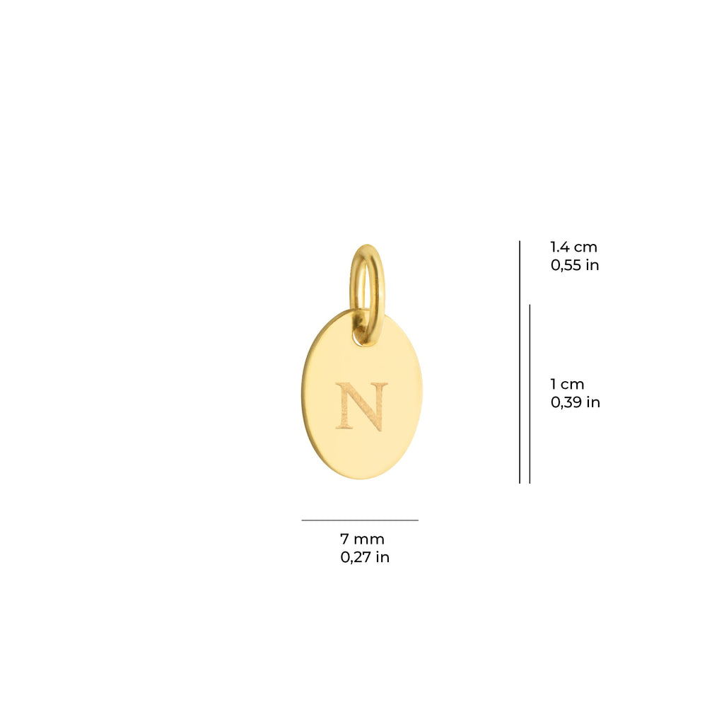 Personalized Oval Initial Plate Charm Solid Gold