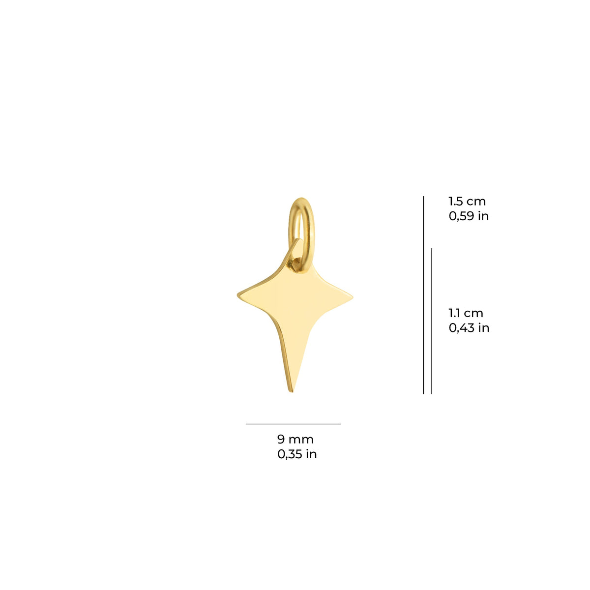 North Star Plate Charm Solid Gold