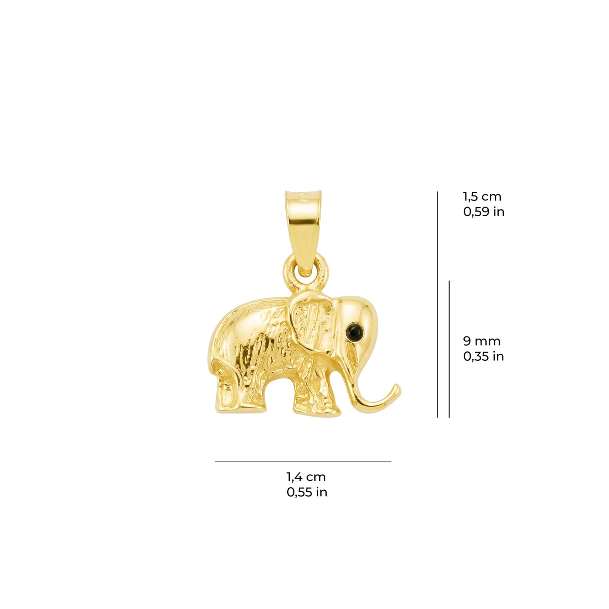 Lucky Elephant Pendant Solid Gold