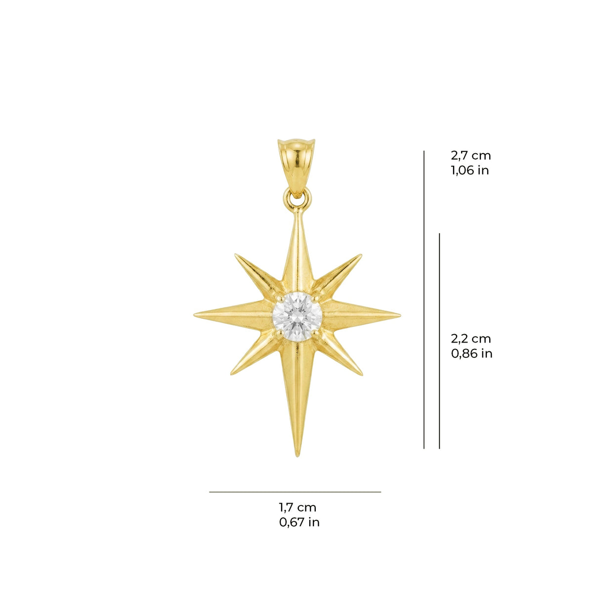 North Star Charm Pendant Gold