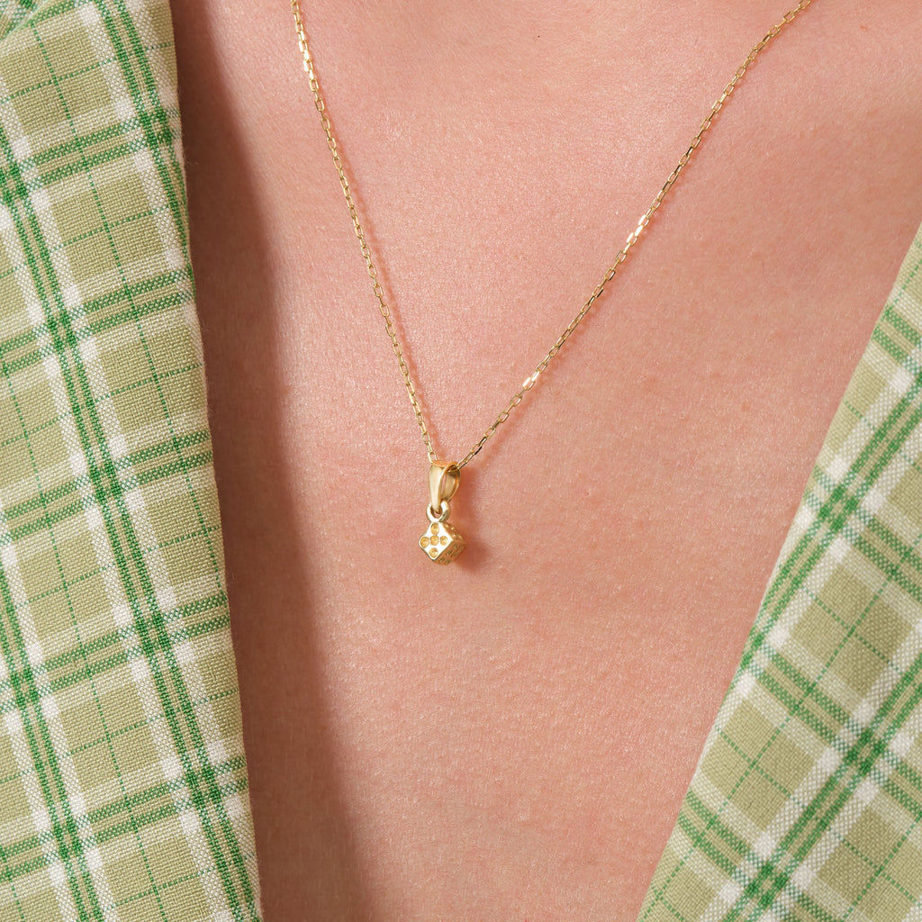 Mini Dice Pendant Solid Gold