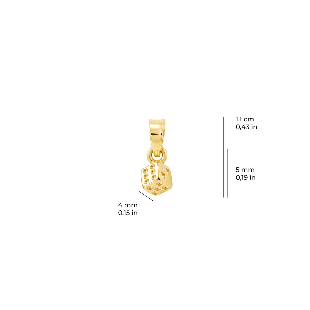 Mini Dice Pendant Solid Gold