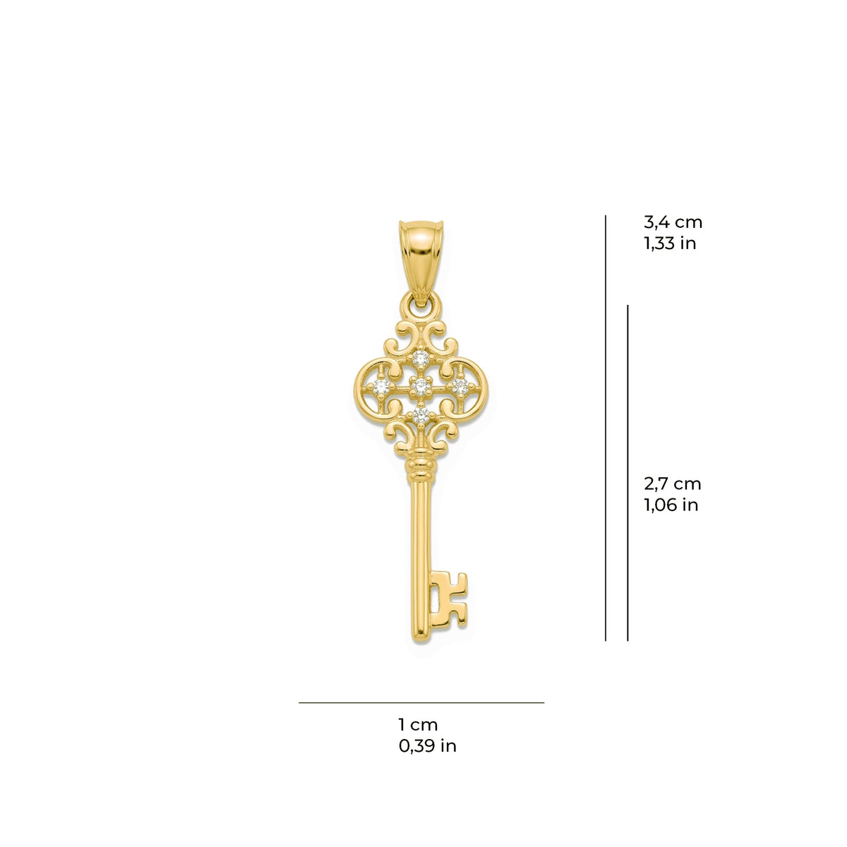 Antique Key Pendant Solid Gold