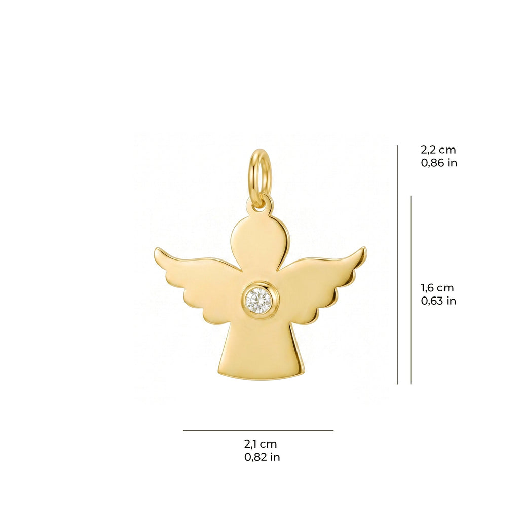 Lucky Angel Solitaire Pendant Solid Gold