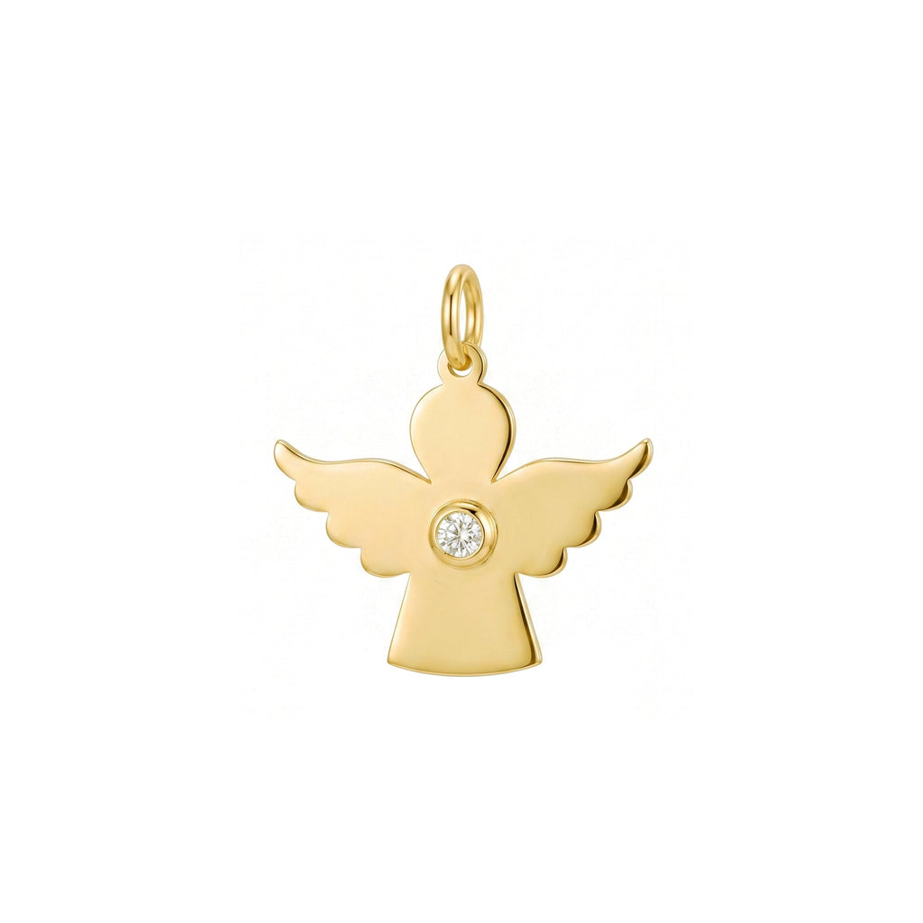 Lucky Angel Solitaire Pendant Solid Gold