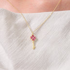 Red Clover Key Charm Solid Gold