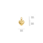 Tiny Puffy Heart Charm Solid Gold