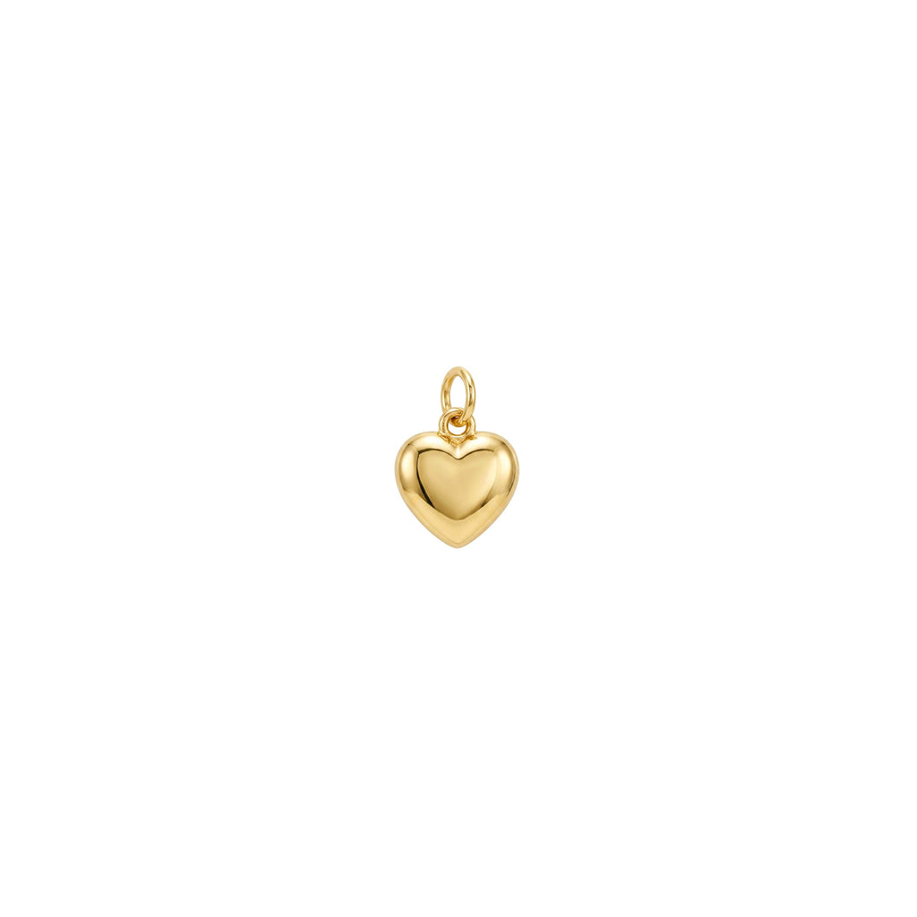 Tiny Puffy Heart Charm Solid Gold
