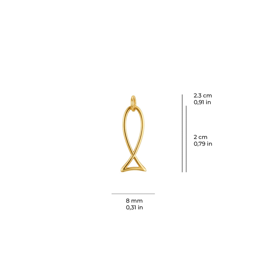 Minimal Fish Charm Solid Gold