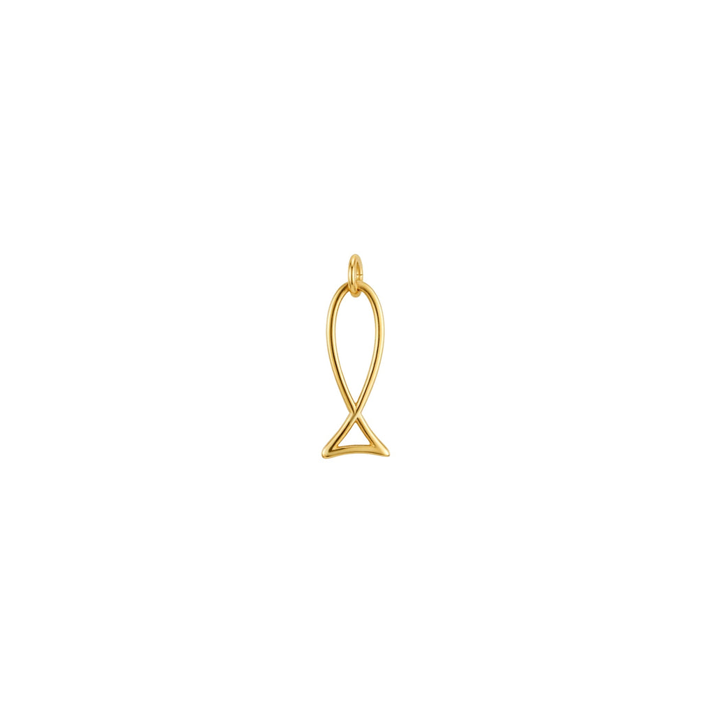 Minimal Fish Charm Solid Gold