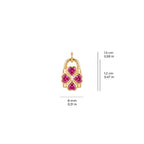 Pink Clover Lock Charm Solid Gold