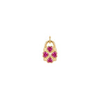 Pink Clover Lock Charm Solid Gold